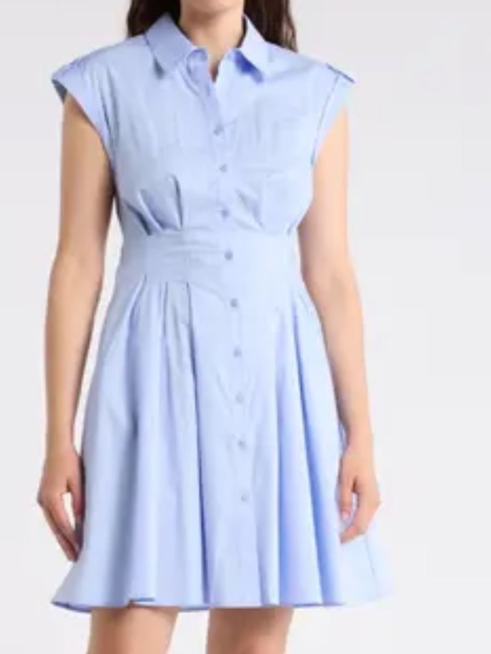 Eliza J Cap Sleeve Cotton Fit & Flare Shirtdress, Chambray, Size 12, NWOT
